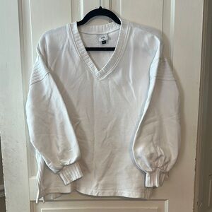 White V-Neck Sweatshirt
